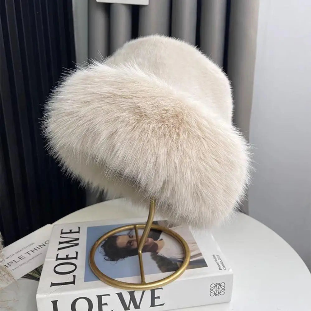 Hot Leopard Print Fur Hat Women Windproof Keep Warm Headgear Fur