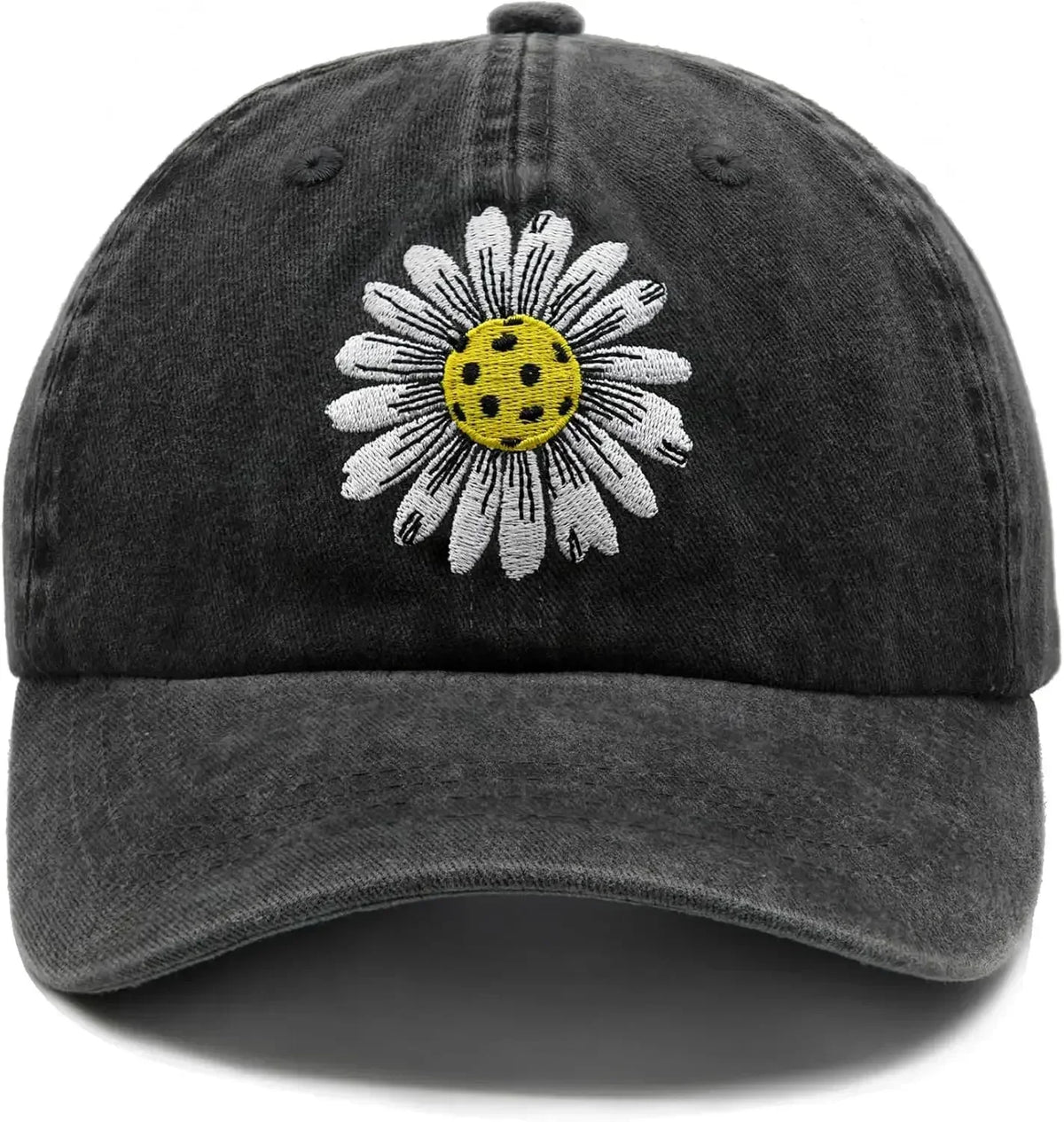 Daisy Washed Denim Embroidered Baseball Cap  Adjustable Classic Trucker Hat Outdoor Activies