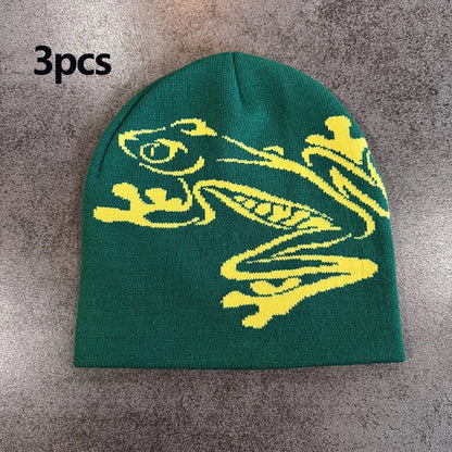 Tree Frog Pattern Beanie Knitted Cap For Men & Women