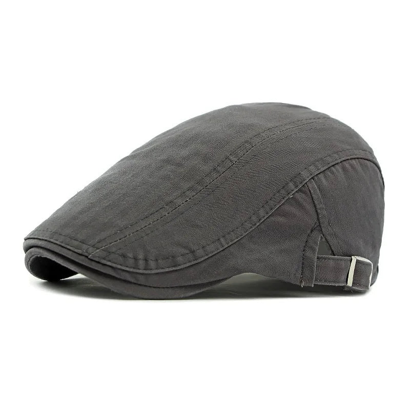 Korean Style Cotton Hats Wholesale British Style Men's Solid Color Peaked Cap