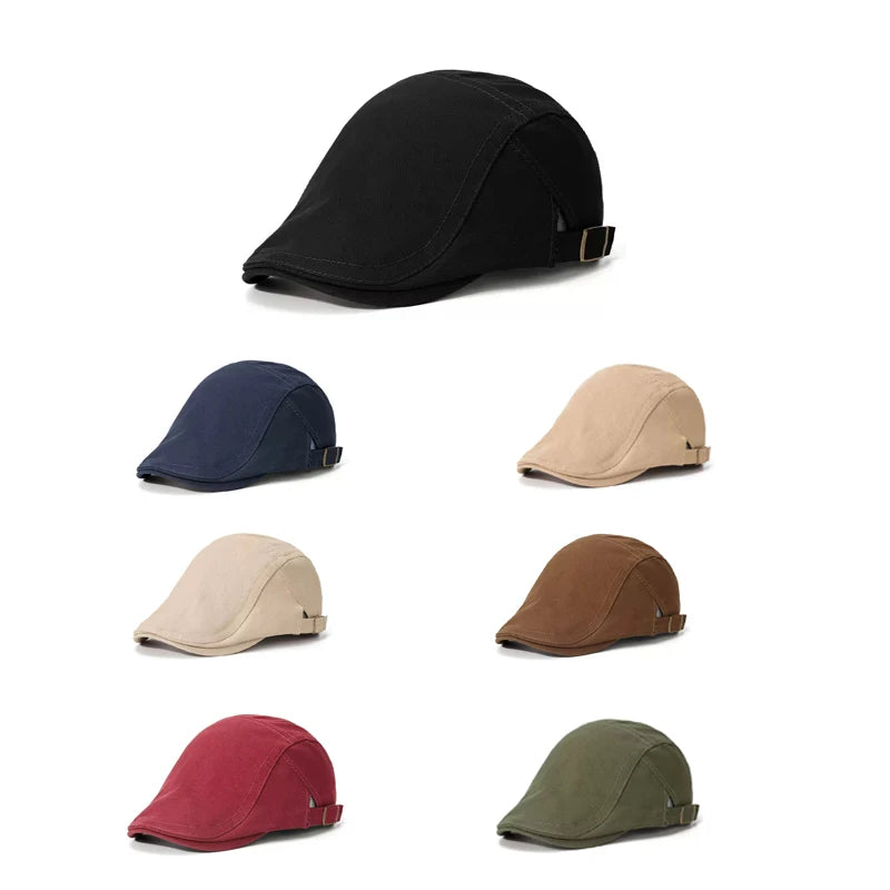 Men Light Board Solid Color Newsboy Caps British Painters Hats
