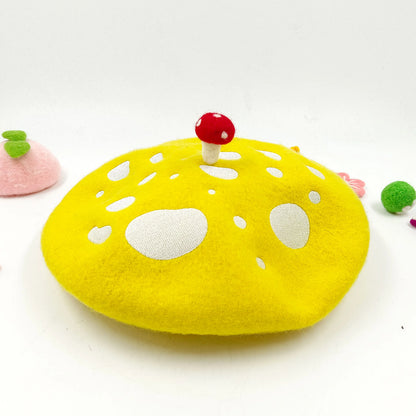 Women Handmade Beret Hat Female Hat Autumn Wool Felt Cloud Painter Cap