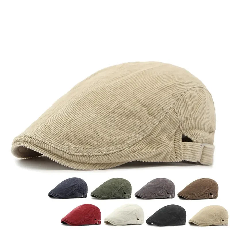 Spring And Autumn Polyester Print Newsboy Caps Flat Cap
