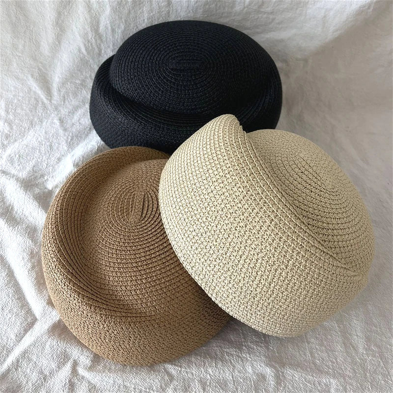 2026 Fashion Straw Beret Hat Summer Fedora Sun Cap