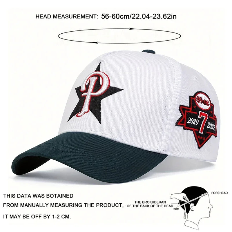 Unisex P Letter Embroidery Baseball Caps Spring and Autumn Sports Cap