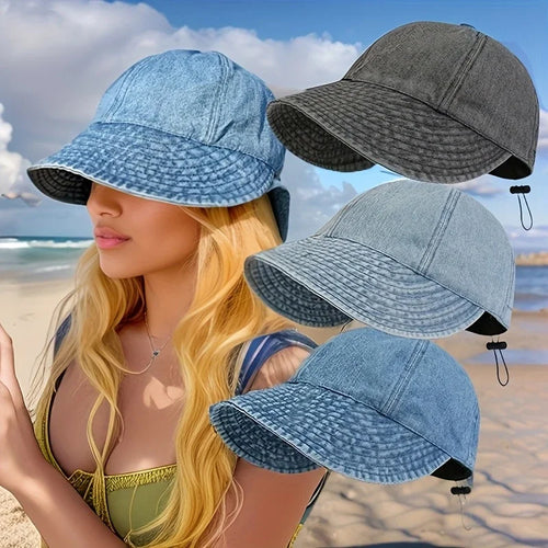 Summer Sun Cowboy Hat Foldable Wide Brim Women Bucket Hat