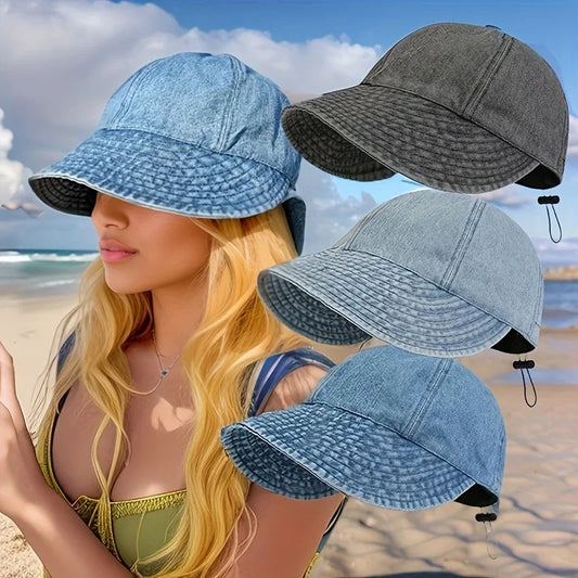 Summer Sun Cowboy Hat Foldable Wide Brim Women Bucket Hat