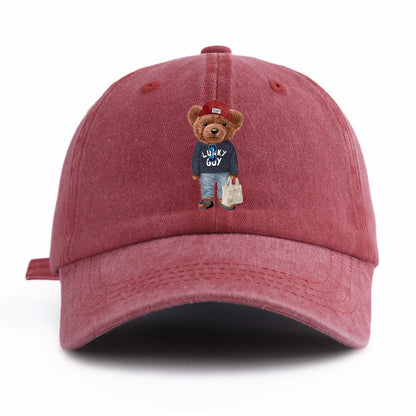 1pc Tote-bag Bear Print Washed Baseball Cap for Adults