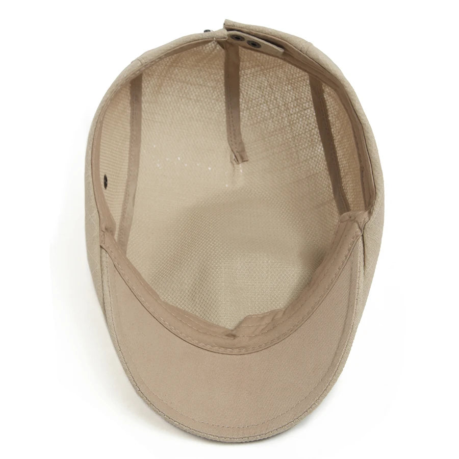 Men Linen Flat Cap Summer Breathable Newsboy Ivy Gatsby Beret Hat