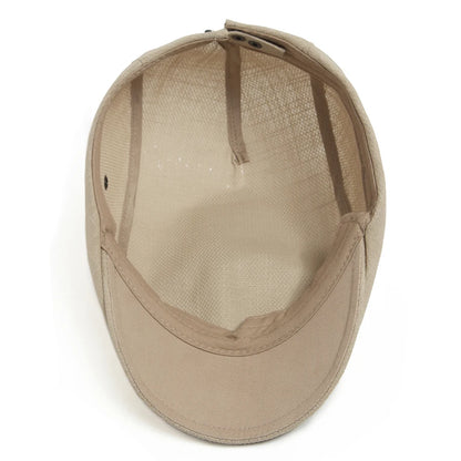 Men Linen Flat Cap Summer Breathable Newsboy Ivy Gatsby Beret Hat