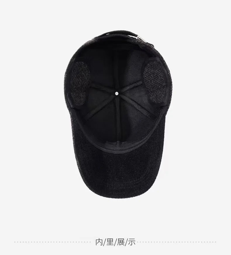 Thickened Warm Winter Hat Color Block Earflap Baseball Cap Ear Protection Adjustable Outdoor Casual Cap