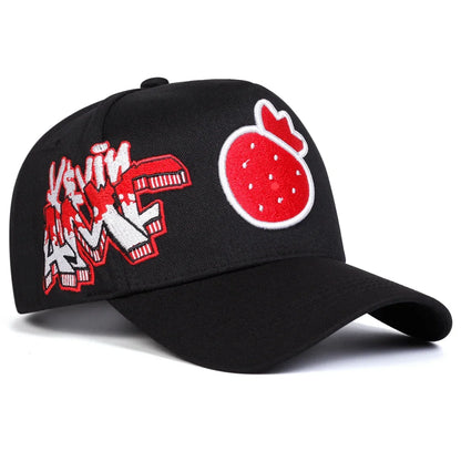 Unisex Strawberry Embroidery Baseball Caps Spring and Autumn