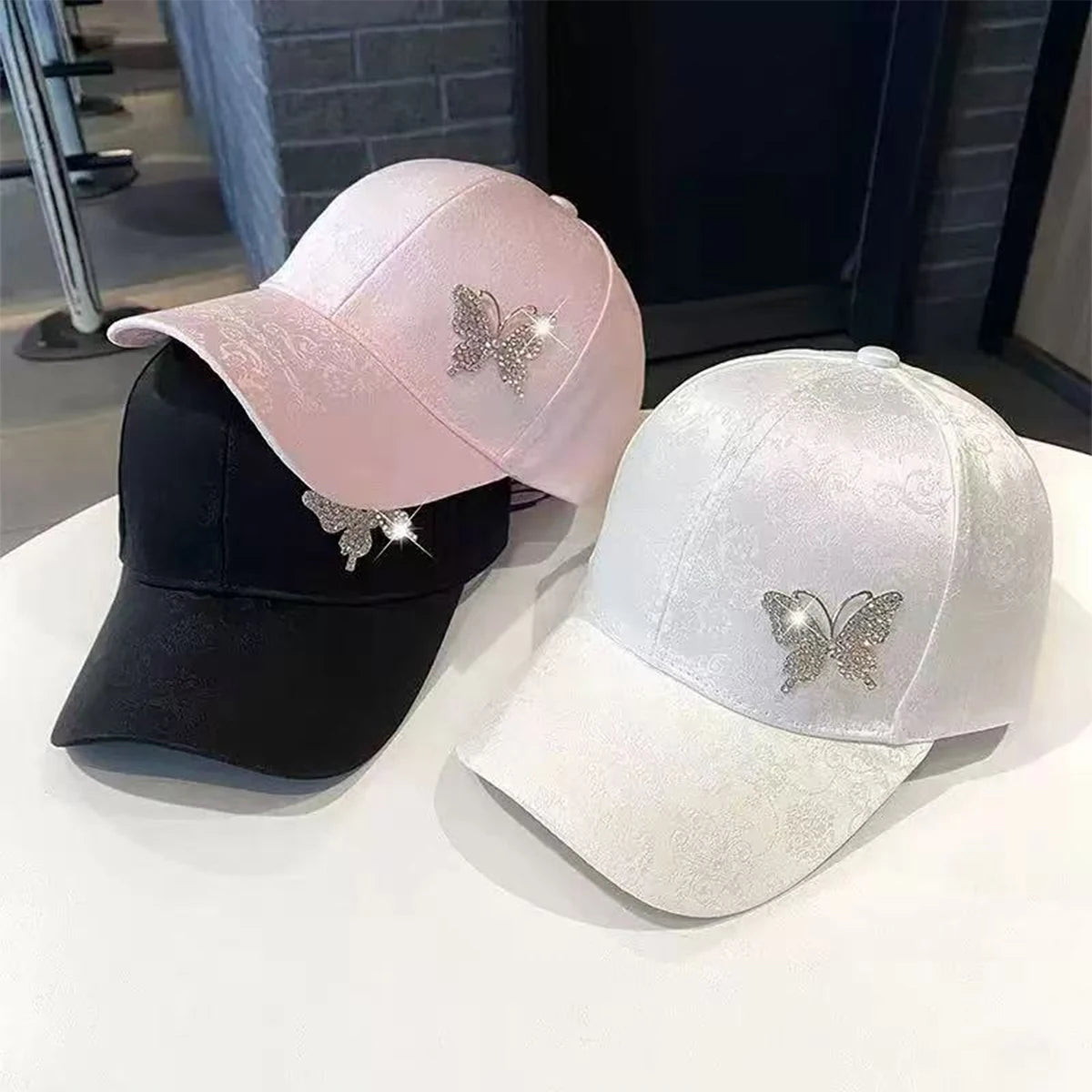 Unisex Rhinestone Butterfly Baseball Caps Spring Autumn