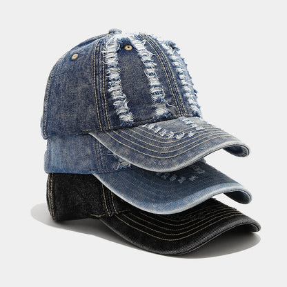 Stylish Distressed Washed Denim Baseball Cap Women Men