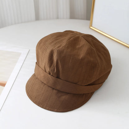 Women's New Simple Soft Brim Beret Cap Spring Summer Pleated Hat