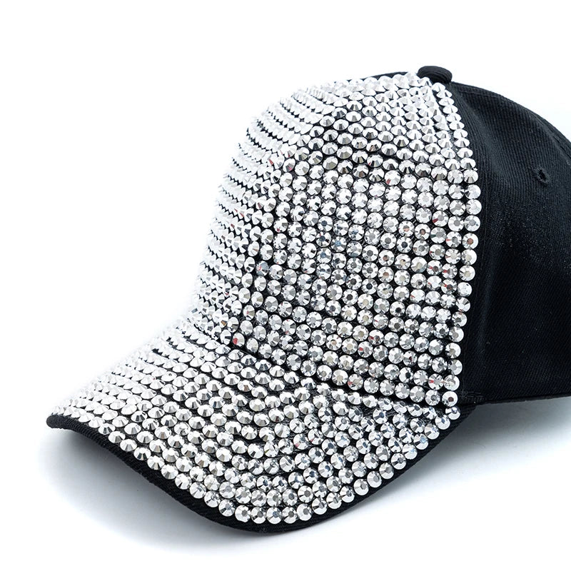 Women Diamond Inlay Cap Simple Plain Baseball Cap Female