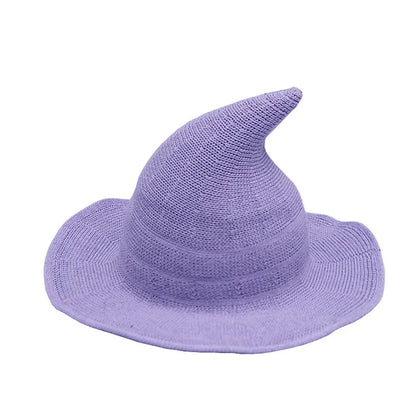 Halloween Witch Hat Long Point Hat Knitted Cap For Women Halloween Party Hat