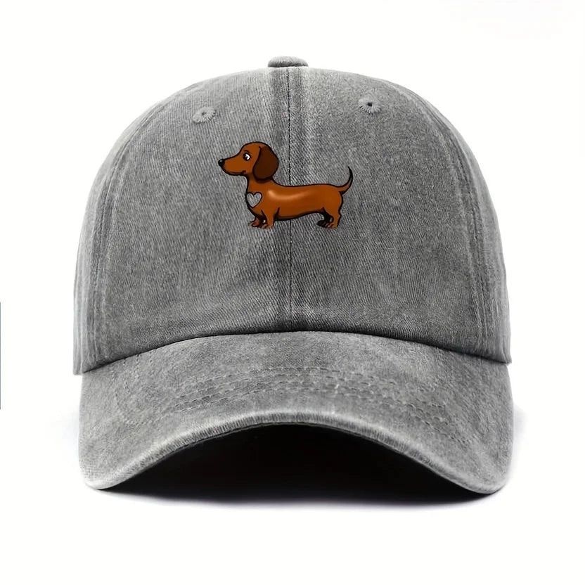 Cute Sausage Dog Pattern Printed Baseball Hat with Snap Button Lightweight Valentine's Day Gift
