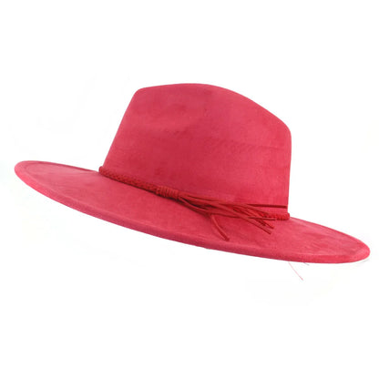 Suede Top Hat 9.5cm Wide Brim Fedora Hat Men Women