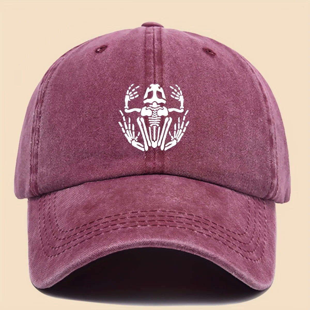 Skeleton Frog Printed Baseball Hat for Men and Women