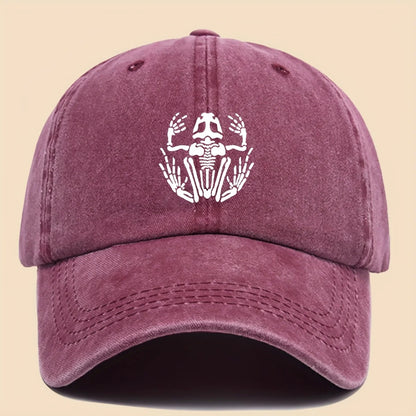 Skeleton Frog Printed Baseball Hat for Men and Women