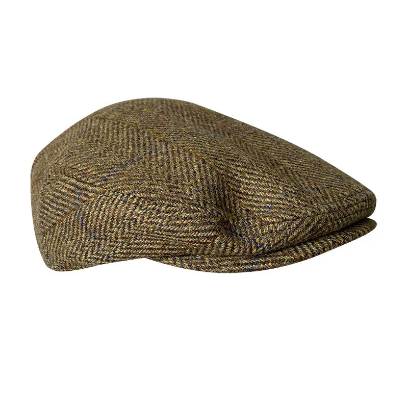 Striped Gray New Wool Flat Cap Men's Keep Warm Gatsby Ivy Cap