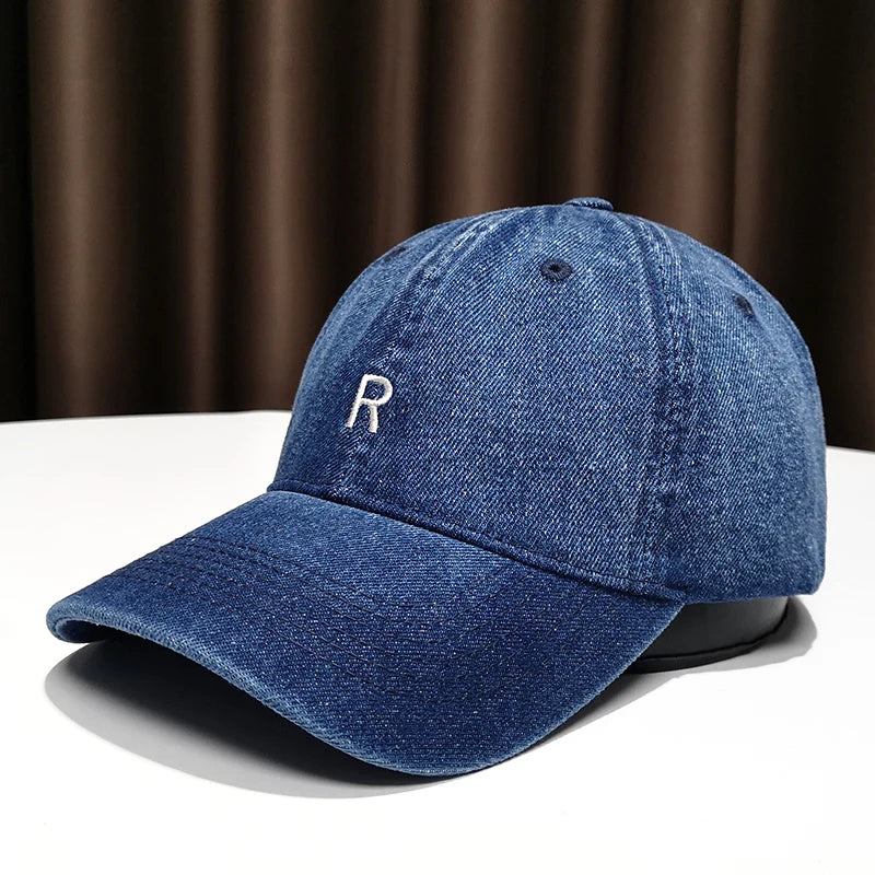 Blue Cowboy Baseball Cap Men And Women Fall White British Visor