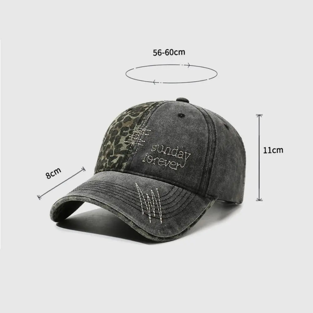 Sunday Forever Embroidered Leopard Patchwork Baseball Cap