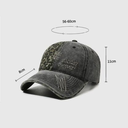 Sunday Forever Embroidered Leopard Patchwork Baseball Cap