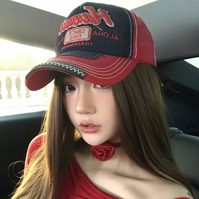Retro Letter Embroidery Baseball Caps for Women Men