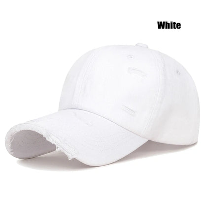 Fashion Unisex Distressed Design Style Solid Color Cotton Baseball Cap