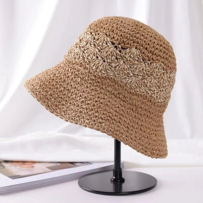 Casual Large Brim Woven Hat Hollow Out Foldable Straw Hat