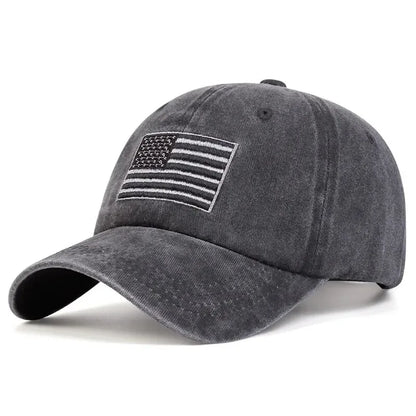 Unisex American Flag Embroidery Wash Baseball Caps Spring and Autumn Outdoor