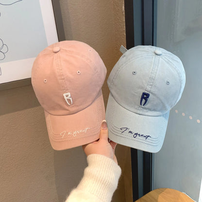 Simple Color Korean Letter P Embroidery Baseball Cap