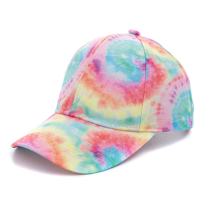 Outdoor Casual Tie Dye Caps For Women Rainbow Colorful Baseball Cap