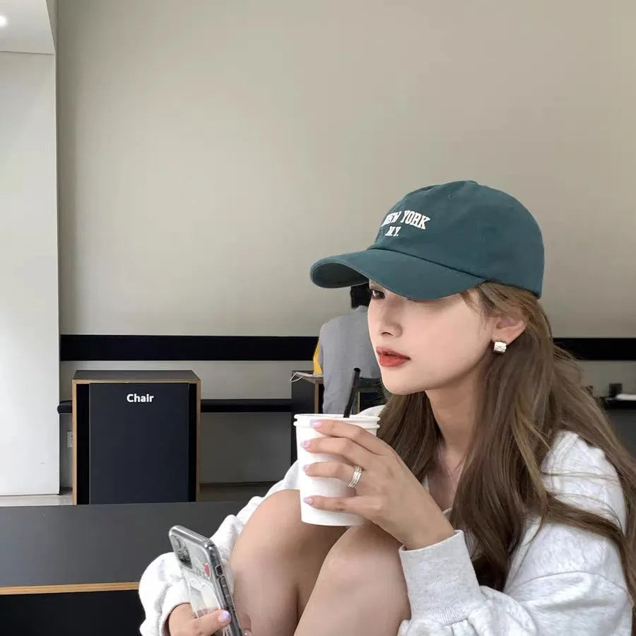 Washed Embroidery Soft Top Baseball Cap Internet Celebrity Street Shot Face Small Cap Female Japanese Cowboy Hat Male