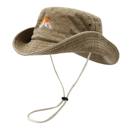 Washed Cotton Embroidery Fishing Fisherman Hats Bucket Hat
