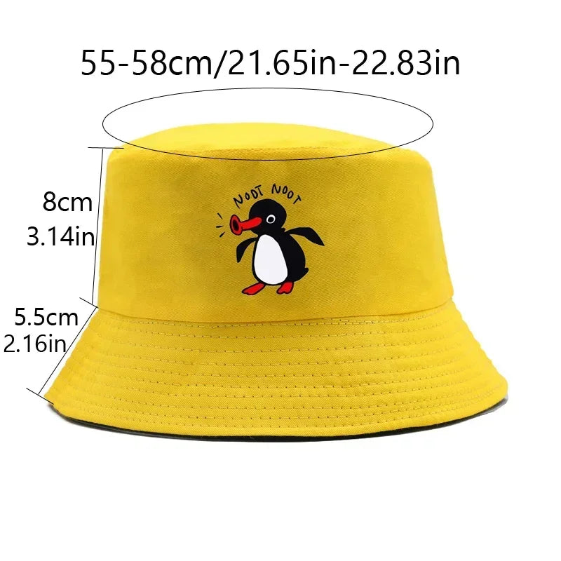 Summer Penguin Bucket Hat Reversible Bob Men Women Cotton