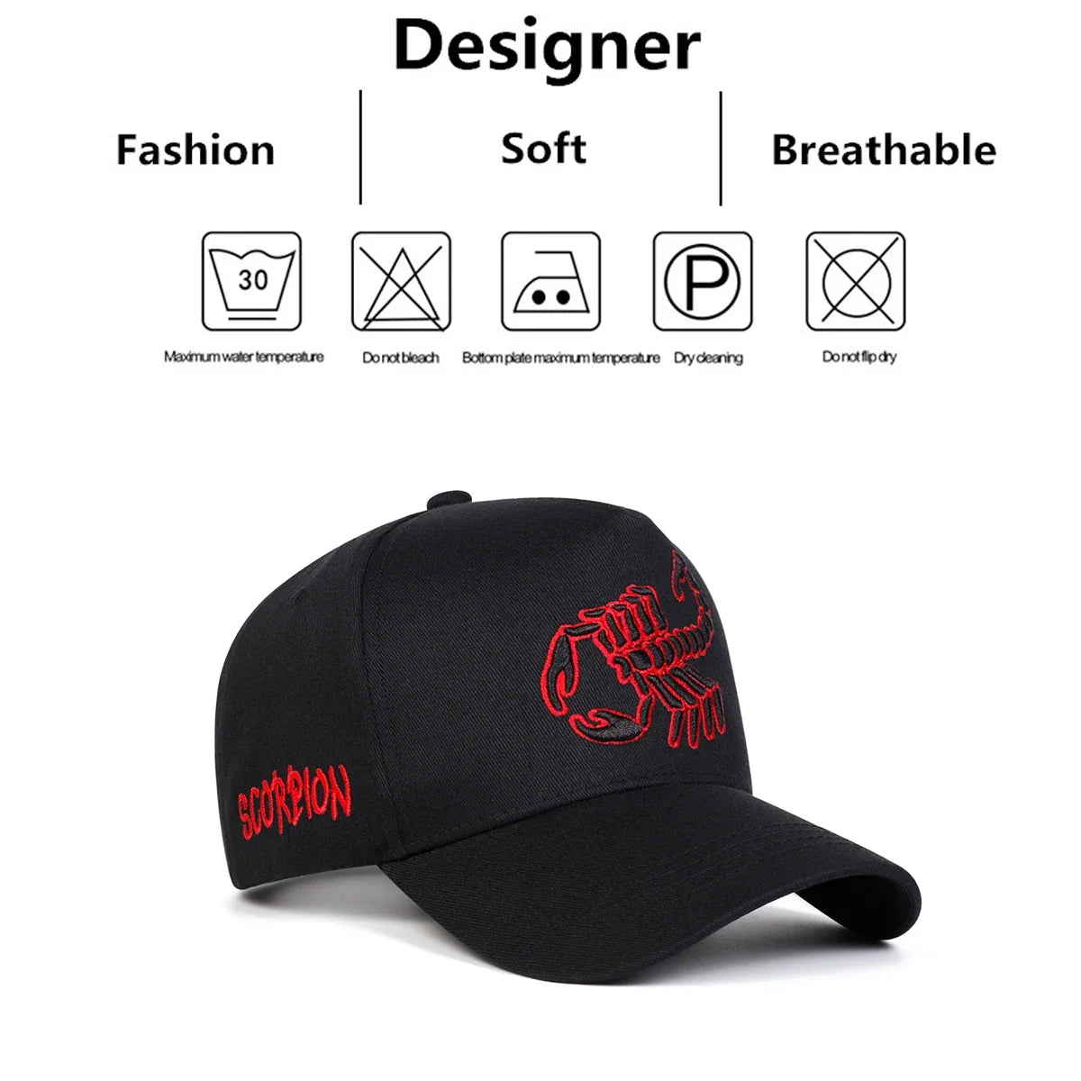 Unisex Scorpion Embroidery Baseball Caps Spring Autumn