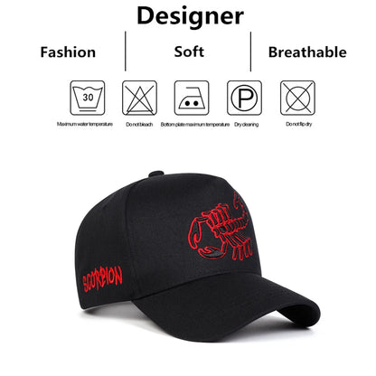 Unisex Scorpion Embroidery Baseball Caps Spring Autumn