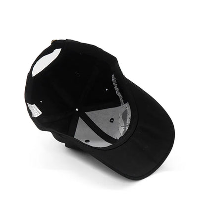 Embroidered Skull Cap For Men Cotton Sports Baseball Caps Fashion Black Pattern