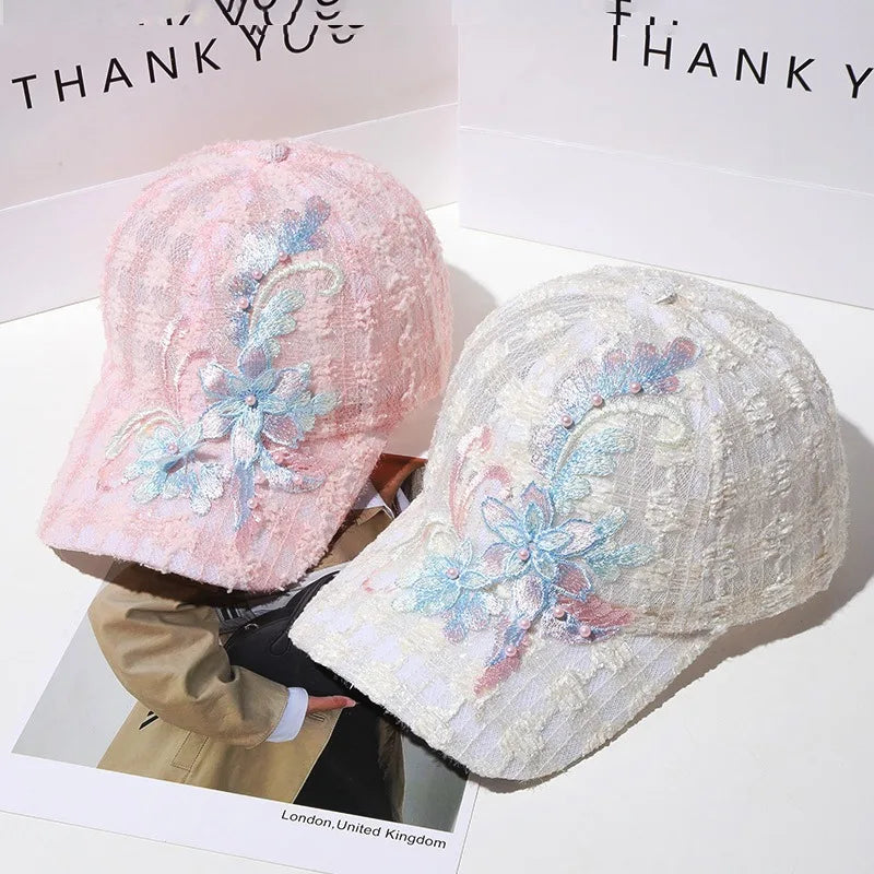Korean Lace Flower Baseball Caps Women Summer Outdoor