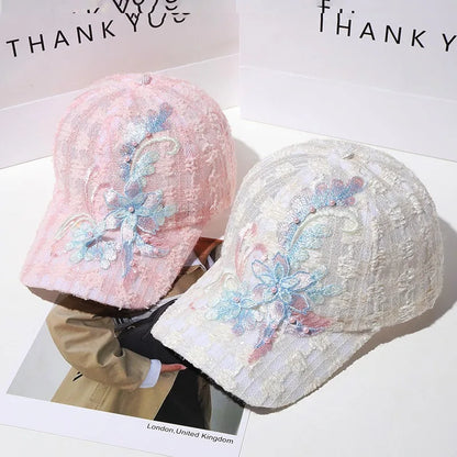 Korean Lace Flower Baseball Caps Women Summer Outdoor
