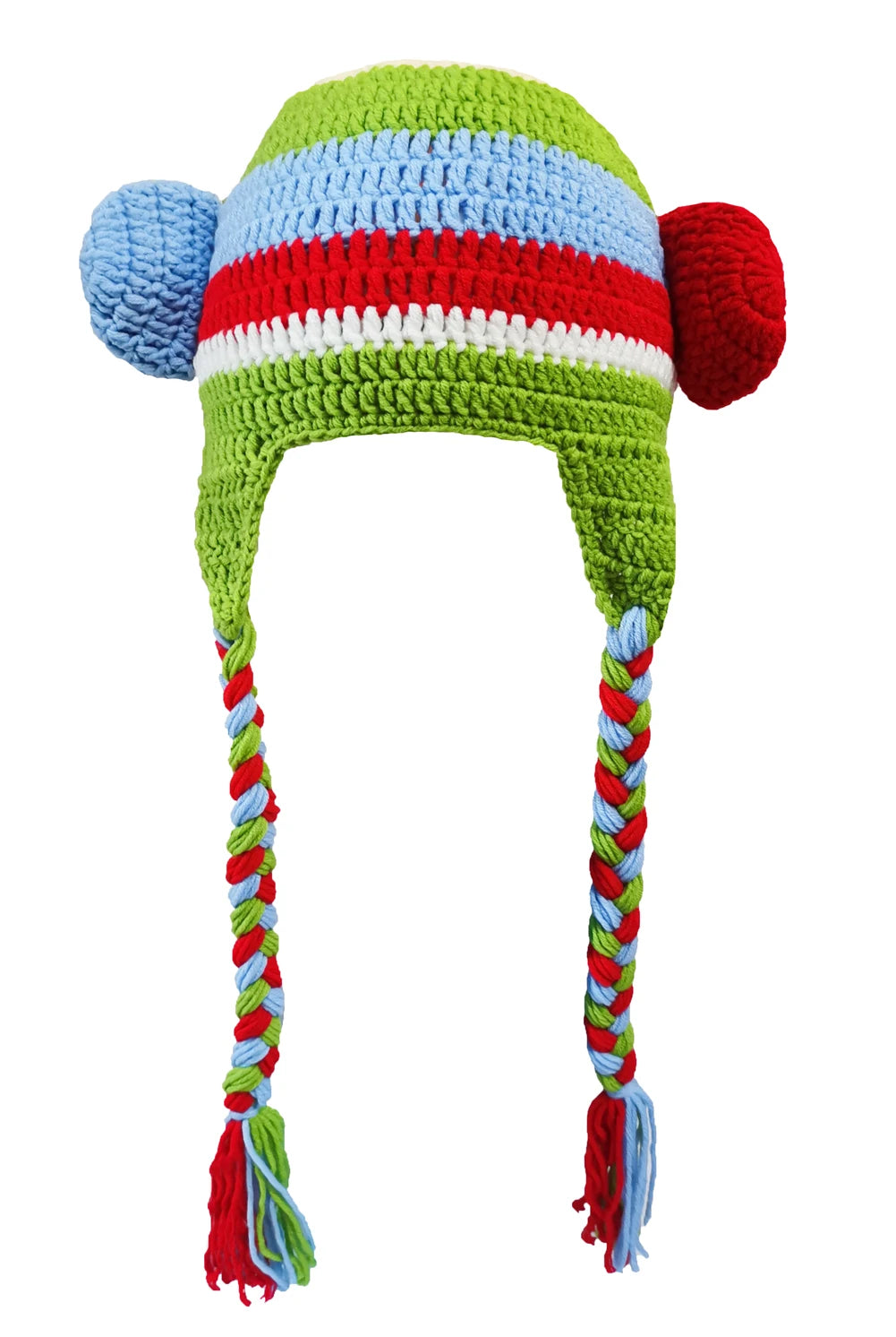 Colorful Monkey Handmade Knit Beanie Winter Warm Kids Cute Big Ears Hat