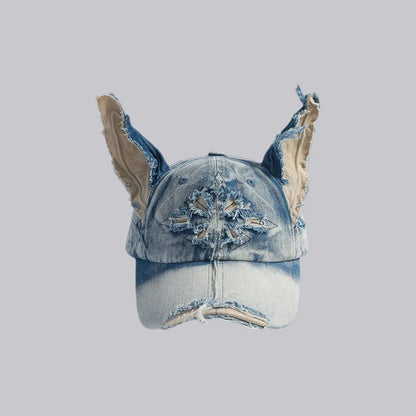 Wasteland Wind Doberman Ears Denim Baseball Cap Women's Personality Y2k