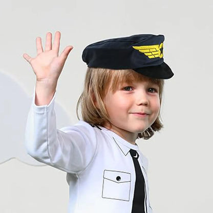 Baby Boy Captain Hat Cute Toddler Pilot Cap Winter Cosplay Style Infant Police