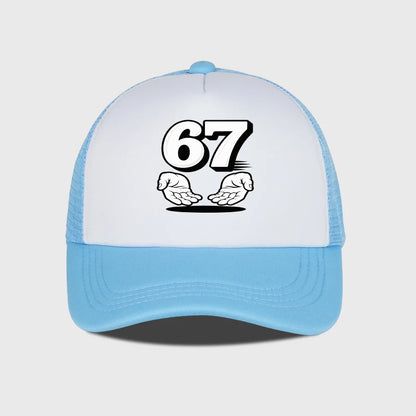 Number 67 Cartoon Handprint Sponge Mesh Cap baseball Caps