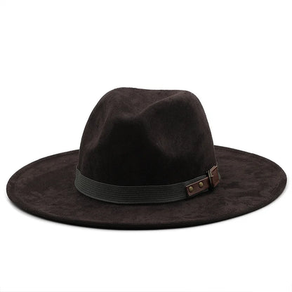 Men Suede Fedora Warm Jazz Hat
