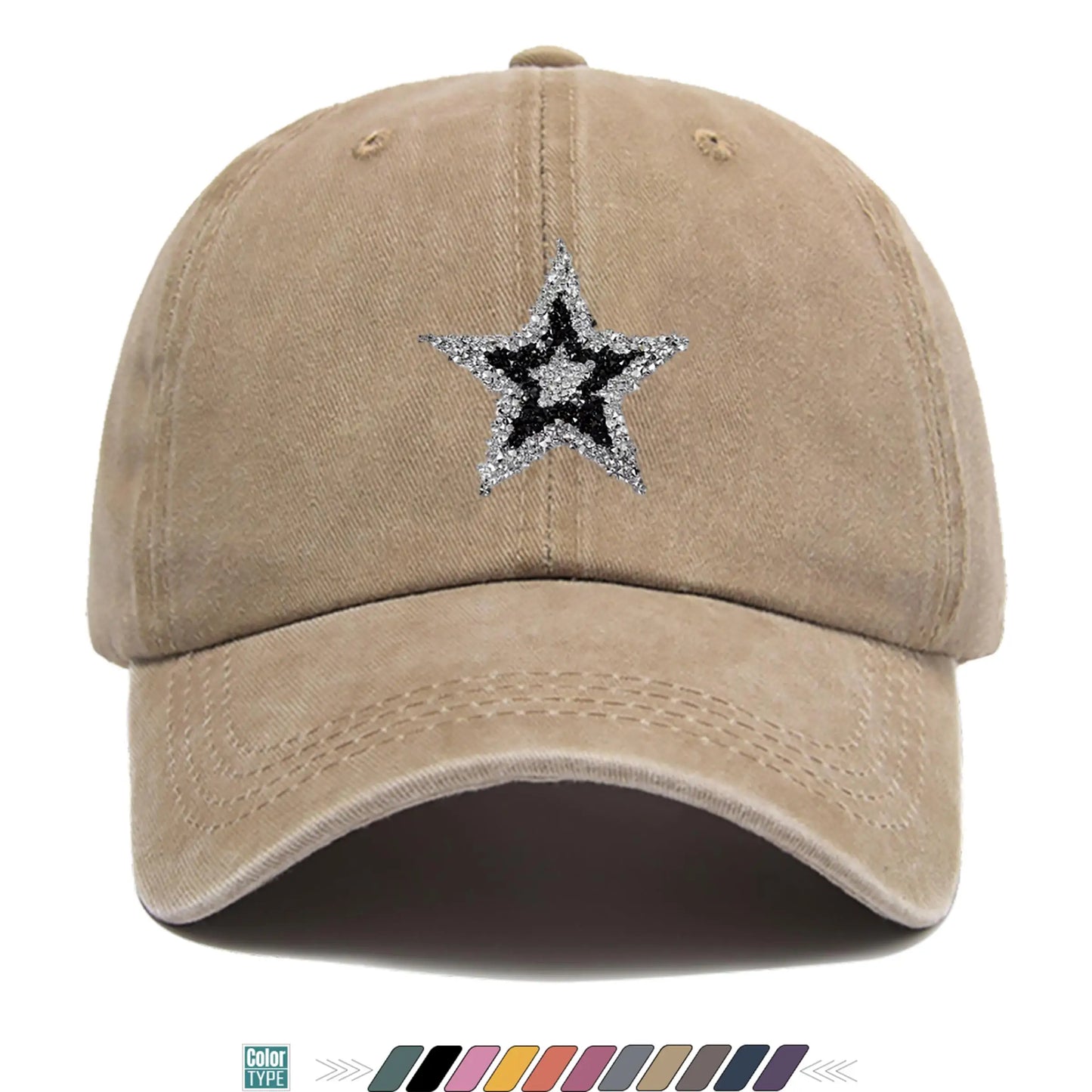 Sparkling Rhinestone Star Trucker Hat - Unisex Baseball Cap