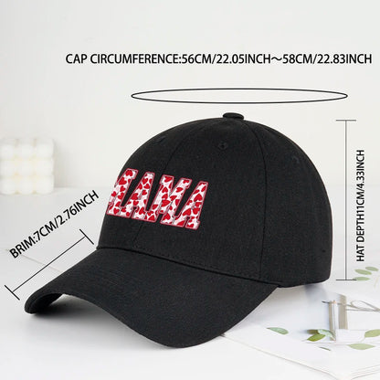 "Mama" Heart Print Baseball Cap Women Vintage